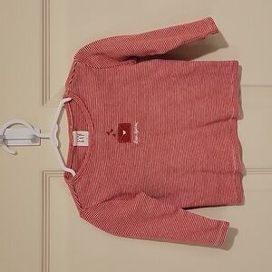GAP Kids Red and White Striped Long Sleeve Tee, 12/18M
